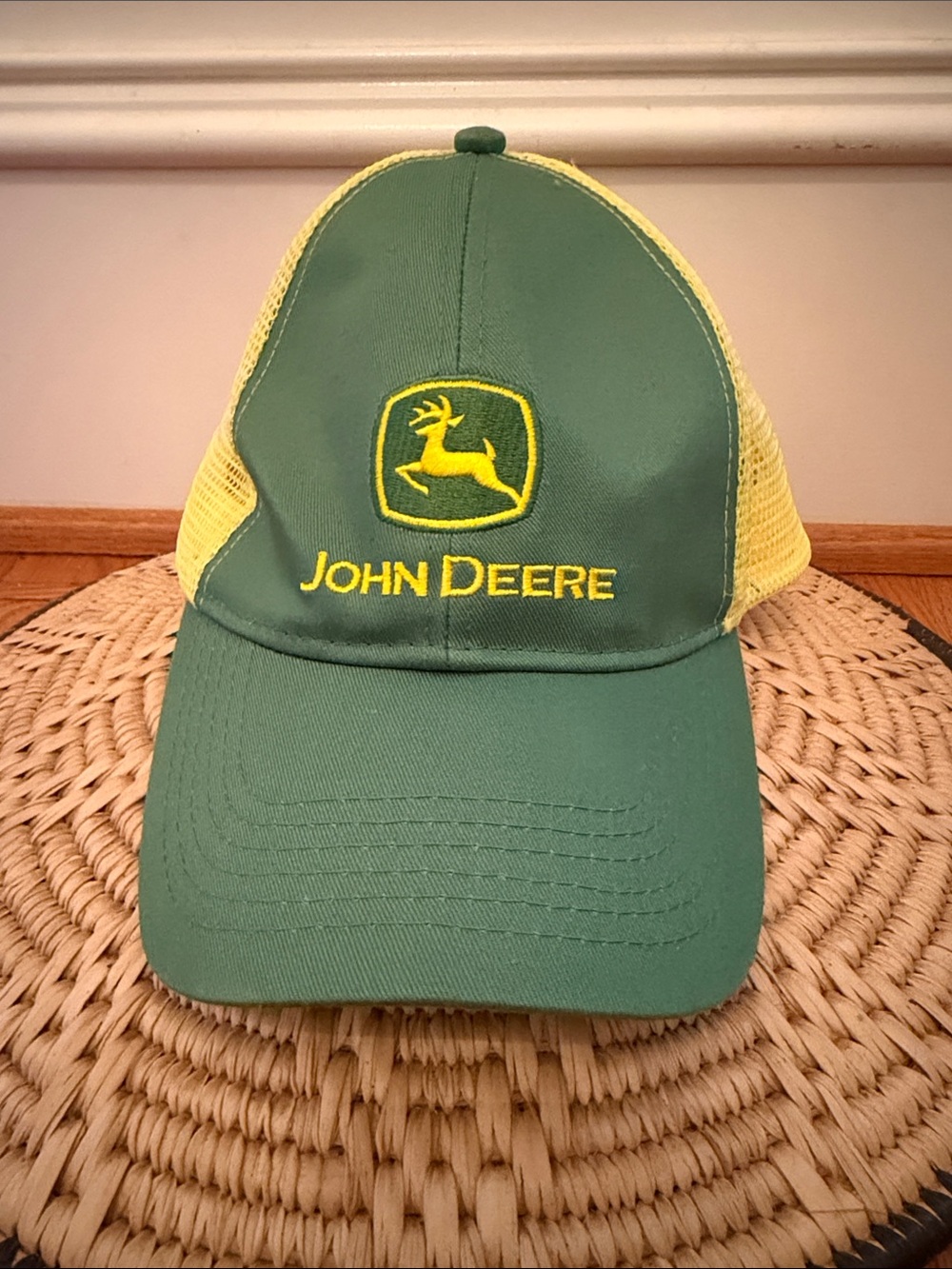John Deere Trucker Hat Green Yellow Mesh Snapback Cap